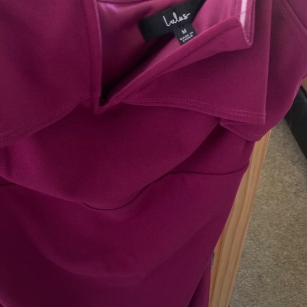 Lulus Magenta My Favorite Night Off-the-shoulder Bodycon Midi Dress - Picture 11 of 11